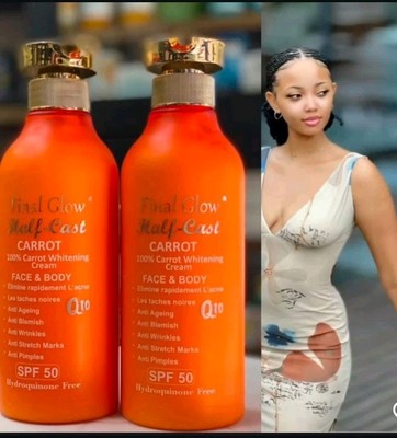 2X Final Glow Half-C CARROT  Whitening Face & Body lotion 500ml Spf50 (2 Pcs)
