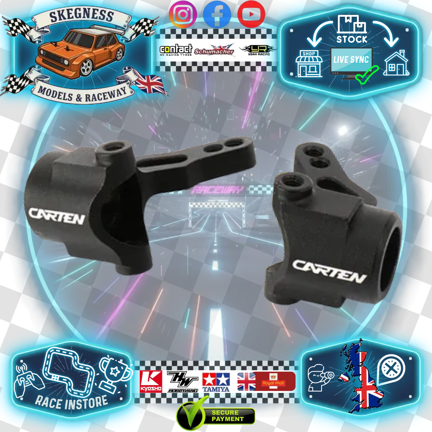 Carten - M210 MTC - (Hop-up) Alloy Steering Knuckles CNC (L&R) (Black) NBA341