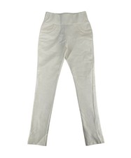 Gracia Women's Elastic Waist Slim Fit Stretch Pants White Size S