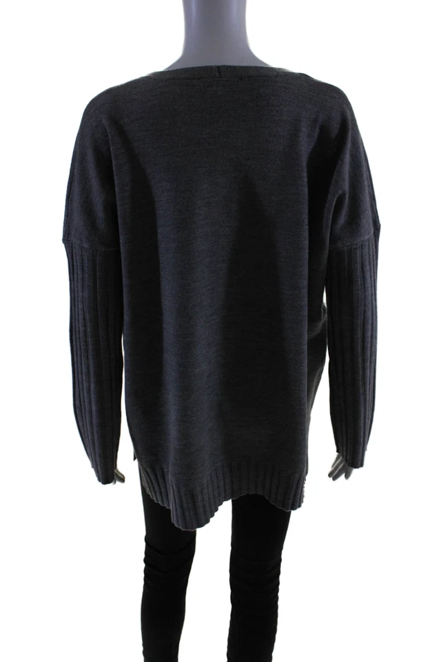 Suéter feminino French Connection manga longa gola V cinza tamanho M - Imagem 3 de 4