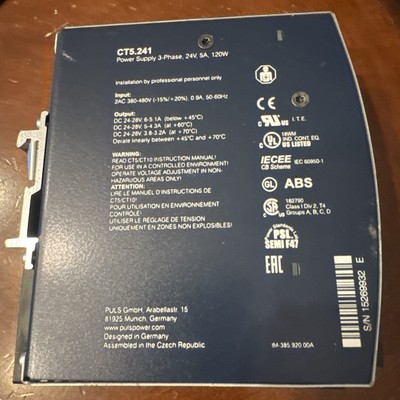 Puls Power Supply CT5.241 Din-Rail 2AC 380-480V 0.9A 50-60Hz 3 Phase EUC