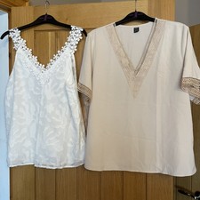 2 X Lightweight Fancy Evening Tops Size L Uk 8-10. Party, Cruise, Christmas