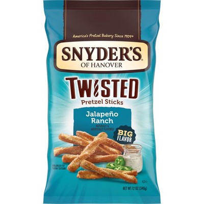 Snyder's of Hanover Jalapeño Ranch Flavored Twisted Pretzel Sticks, 12 Oz Bag