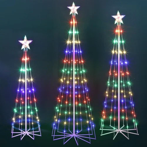 3 Pack LED Animated Christmas Tree 4' 5' 6' Multicolor Lightshow Lighted Cone