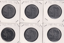 REPUBBLICA ITALIANA 6 MONETE 100 LIRE ANNI 1955; 2x1957 1962; 1967; 1968 SPL/FDC