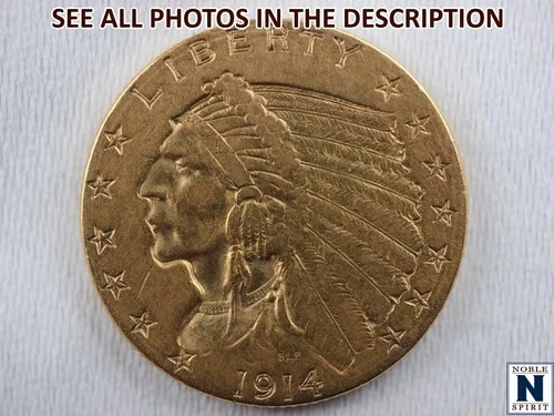 NobleSpirit GEM BU 1914 $2.50 GOLD Indian Head Quarter Eagle 1/4th oz