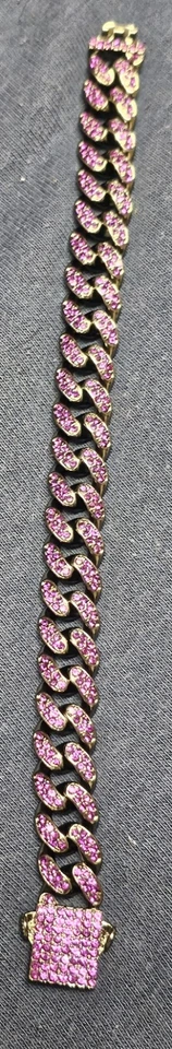 ​✨ Pulsera de eslabones cubanos circonita rosa helada ✨ Foto 2 de 4