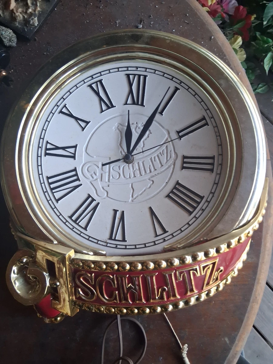 Vintage Beer Sign Clock In Collectible Schlitz Signs & Tins for