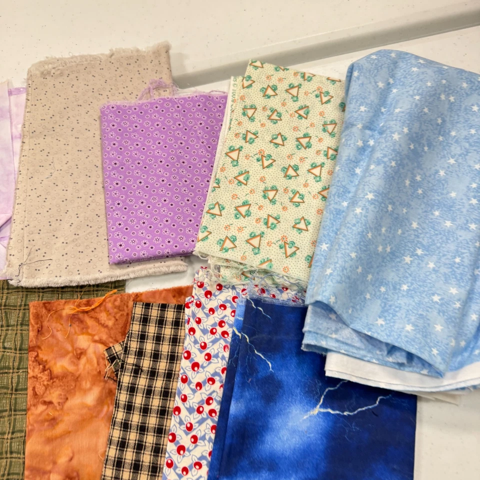 quilting fabric fat quarter bundle 18 blue brown purple stripes floral cotton - Image 3 of 4