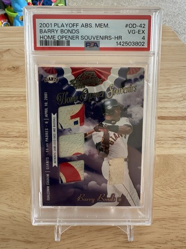 2001 Playoff Barry Bonds /25 Home Opener Souvenirs HR #OD-42 Game Used PSA 4 EX
