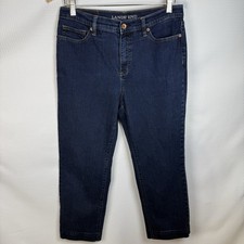 Lands End High Rise Petite Sz 10 Straight Blue Jeans Hemmed To 25 Inseam