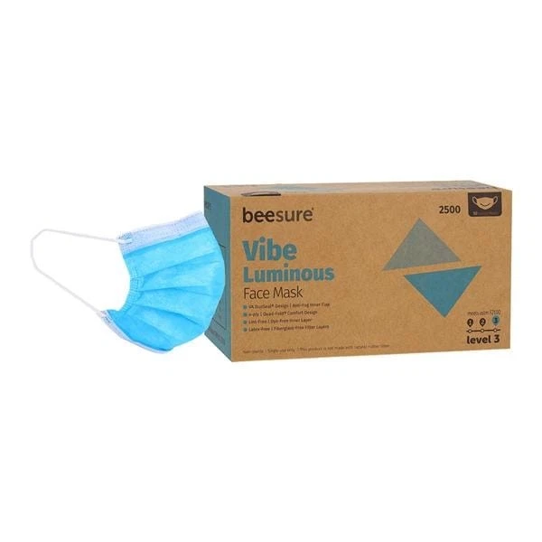 Cranberry BE2500 BeeSure Vibe Face Masks ASTM 3 Luminous Blue 50/Bx
