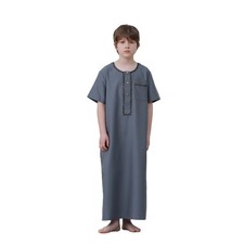 Kids Boys Dishdasha Long Robe Jubba Thoub Thobe Saudi Kaftan Embroidery Children
