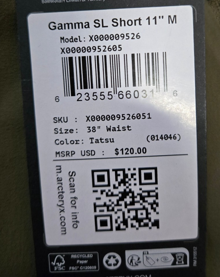 ARC'TERYX Pantaloncini Arcteryx Gamma SL 11" M Tatsu