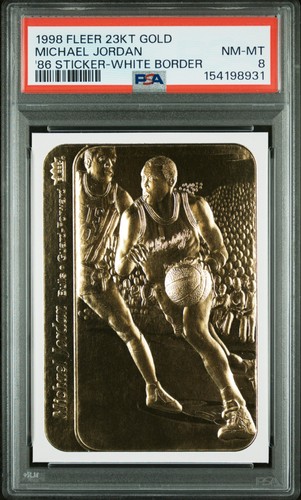 Michael Jordan ['86 Sticker White Border] 1998 Fleer 23KT Gold card