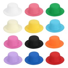 5.3 Inch Mini Formal Hats, 12 Pcs Miniature Doll Hats for Crafts, Mix-color