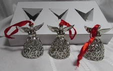 Lenox Silver Tone Angels Christmas Ornaments 3": Hope, Peace, And Love