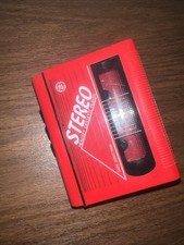  VINTAGE G.E. Stereo Headset Cassette Player Red Model No. 3-5460B Not Tested