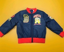 Super Mario Bowser Quilted Bomber Jacket Size 4/5 Full Zip Blue Kids