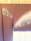VINTAGE Visiting kimono, Standing Tree Landscape, Purple, Wide Collar, Pure Silk — photo 3