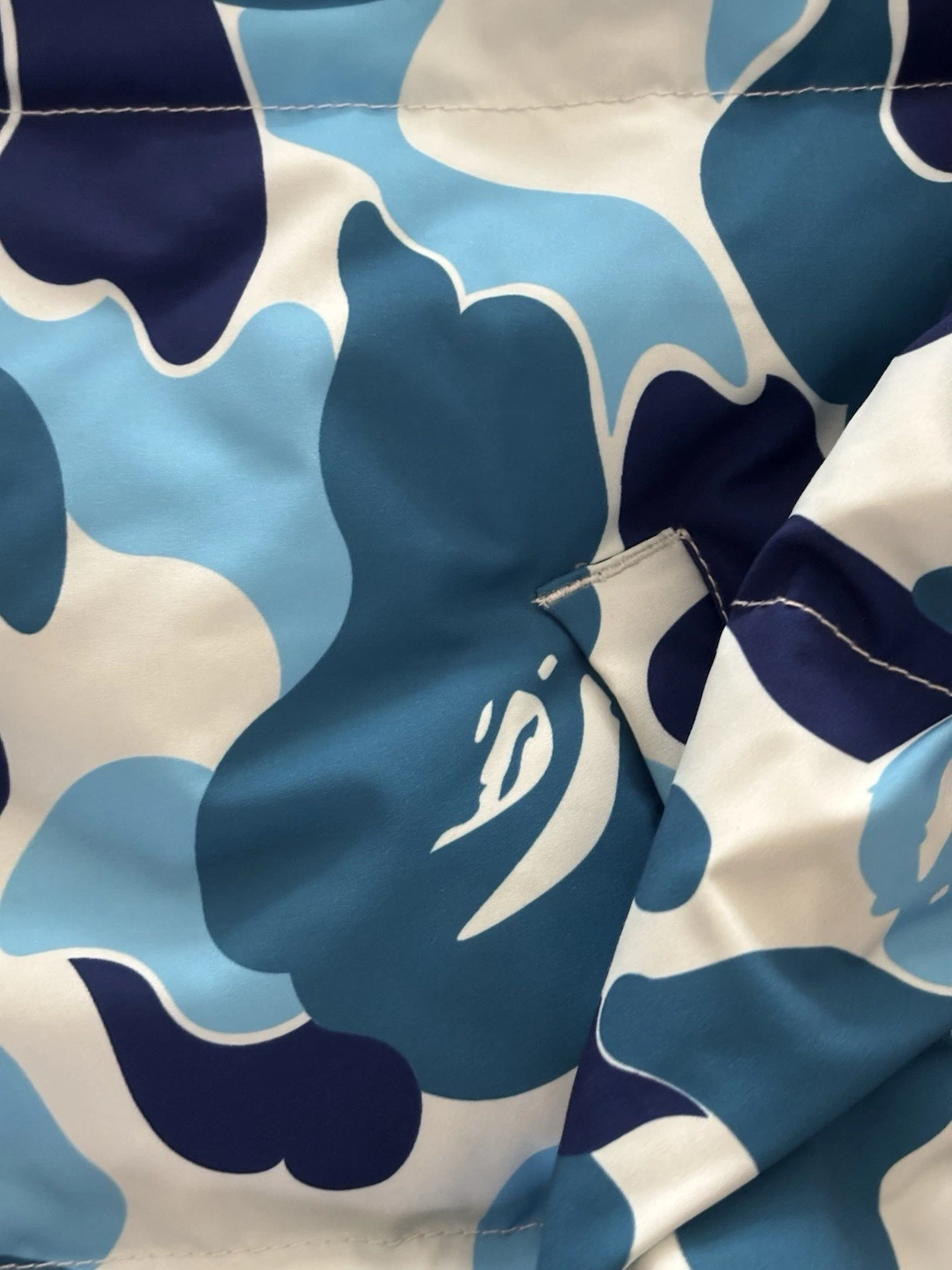 BAPE A Bathing Ape ABC Camo Reversible Down Jacket Blue Navy L Authentic - product detail image 3