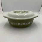 Vintage 1970s Pyrex Spring Blossom Crazy Daisy 1.5 QT Casserole Dish w/ Lid