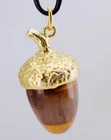RARE Antique c.1906 Fabergé Gilt Silver & Carved Agate Acorn Pendant -Hallmarked