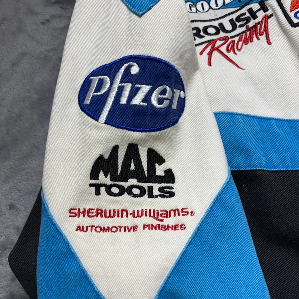 Vintage Pfizer Roush Racing Jacket Men 2XL Mark Martin NASCAR Winston Cup Series - Image 3 of 4