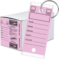 250 per Box, Self-Protecting Paper Key Tags with Chrome-Plated Split Rings Perfe