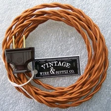 Copper Cordset - 8ft - Cloth Covered Twisted Wire Vintage Rewire Kit Antique Fan