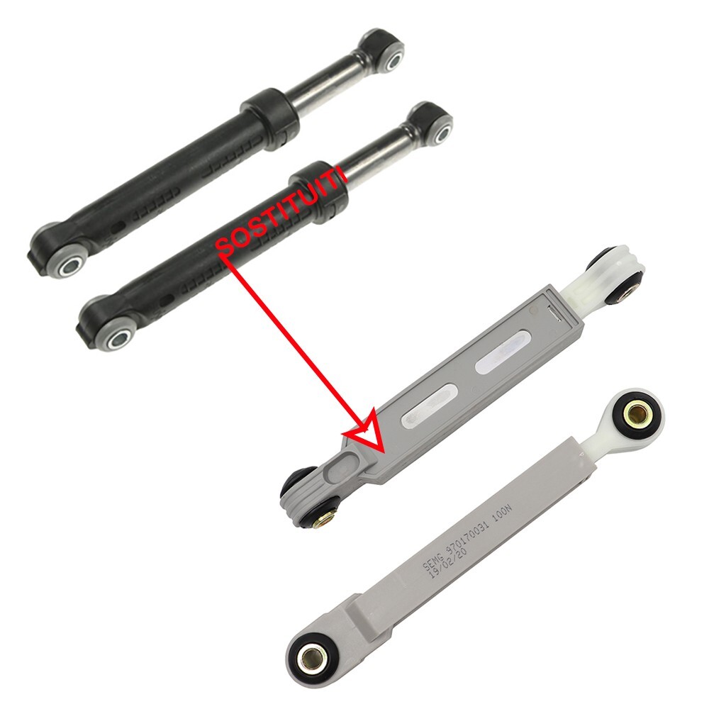 Kit 2 Pezzi Ammortizzatori per Lavatrice Smeg 100N Foro 8mm KWD18 - LB512DA