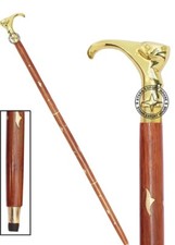 Brass Walking Cane Wooden Stick Rosewood Cute Cat Vintage Style Brass Handle New