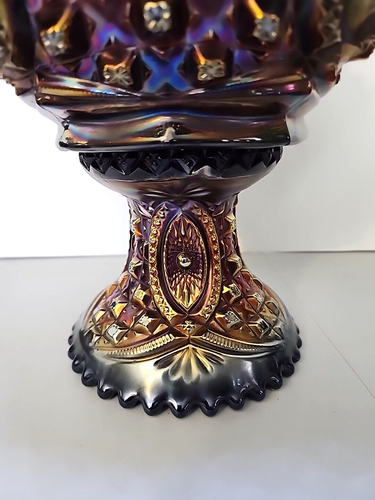 Northwood Amethyst Carnival Glass Punch Fruit Bowl And Base Memphis Pattern - Picture 2 of 9