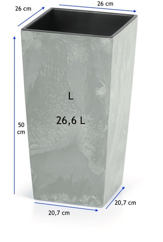 Blumenkübel Blumentopf Beton Optik Eckig Hoch mit Einsatz 10 Größen ( Grau ) - Bild 19 von 28