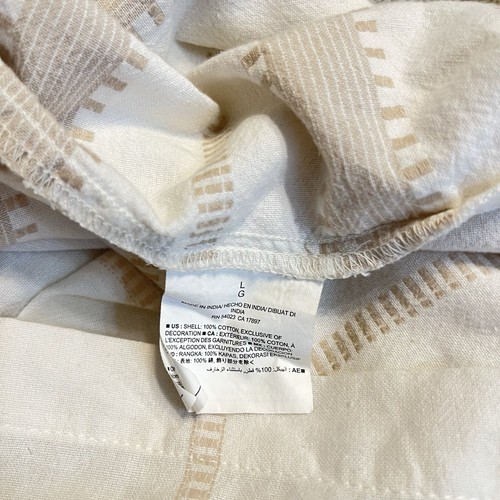 Cotton Beachy Mini Dress Neutral Stripes Beige L Minimalist Boxy Beach Old Navy - Picture 4 of 5