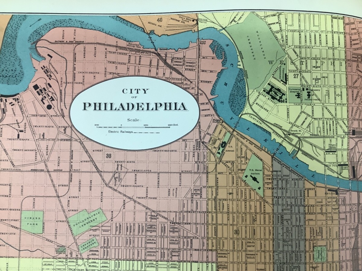 1901 Atlas Map City of Philadelphia (Downtown) Pennsylvania 19 x