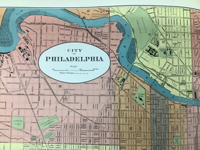 1901 Atlas Map City of Philadelphia (Downtown) Pennsylvania 19 x