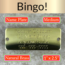 Custom Engraved Tags Personalized NAME PLATE ID NAME PLATE NATURAL BRASS MEDIUM