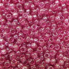 Pony Beads Berry Pink Glitter Sparkle Large Hole Beads Made in USA