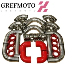 Aluminum Universal Intercooler 2.25" 57mm Turbo Piping + Red Hose + T-Clamp kits