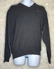 Vintage Greg Norman Golf Sweater Size M Gray Shark 90s V Neck Fall. F5