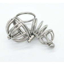 Men Integrated Metal Locking Belt Stainless Steel Male Chastity Cage Device