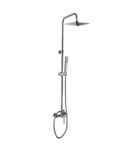 KIT COLONNA BAGNO DOCCIA CON MISCELATORE DEVIATORE SOFFIONE QUADRO INOX FROMAC