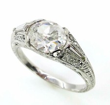 Vintge Filigree 2.00Ct White Oval Cut Cz Retro Style Engagement Ring In 925 Sil