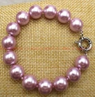 VALENTINO Bracciale Perline Gemme Perle Gemme Viola Conchiglia 12 mm Autentico Mare del Sud 6 5 10" Gioielli