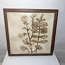 Santerno Imola Italian Wall Plaque Art Tile Floral Flower Plant Trivet Framed 9”