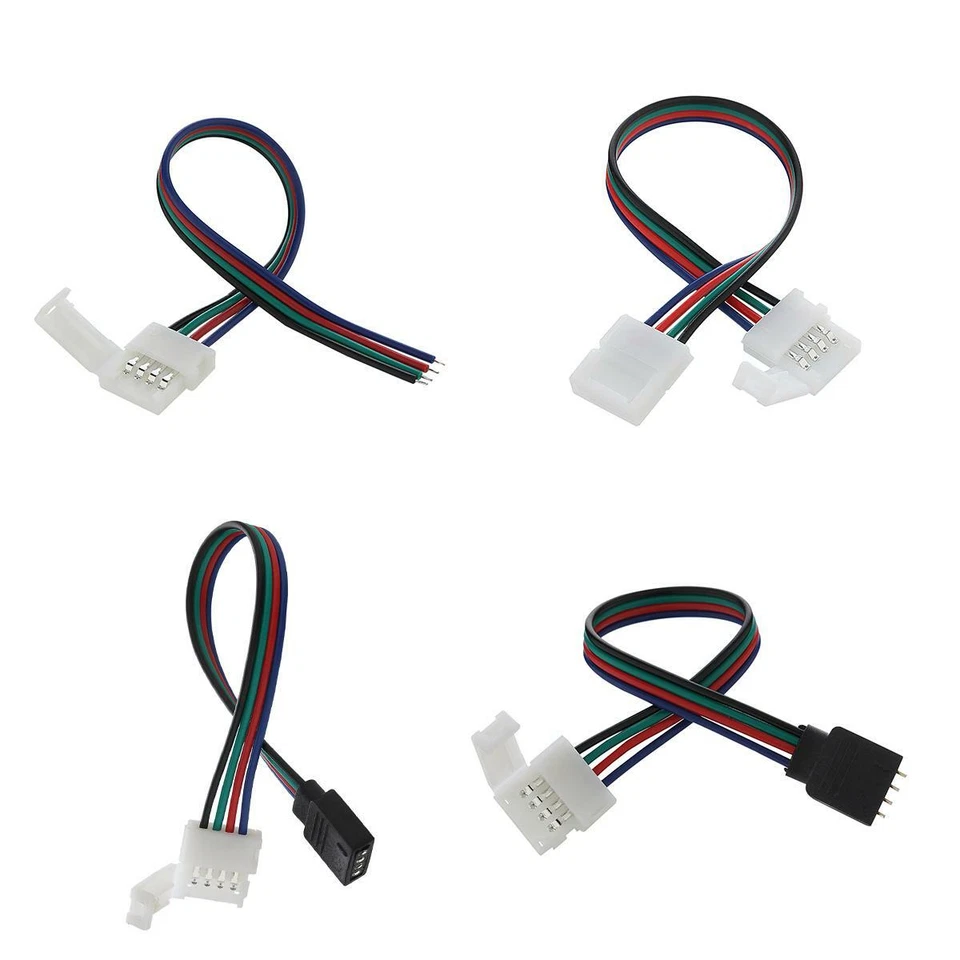 AVARTEK 4PIN 10MM RGB LED STRIP LIGHT SNAP CLIP ADAPTER CONNECTOR WIRE MALE FEMALE PCB