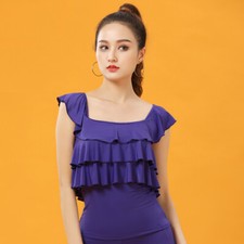 NEW Women Top for Latin salsa cha cha tango Ballroom Dance W760 Purple