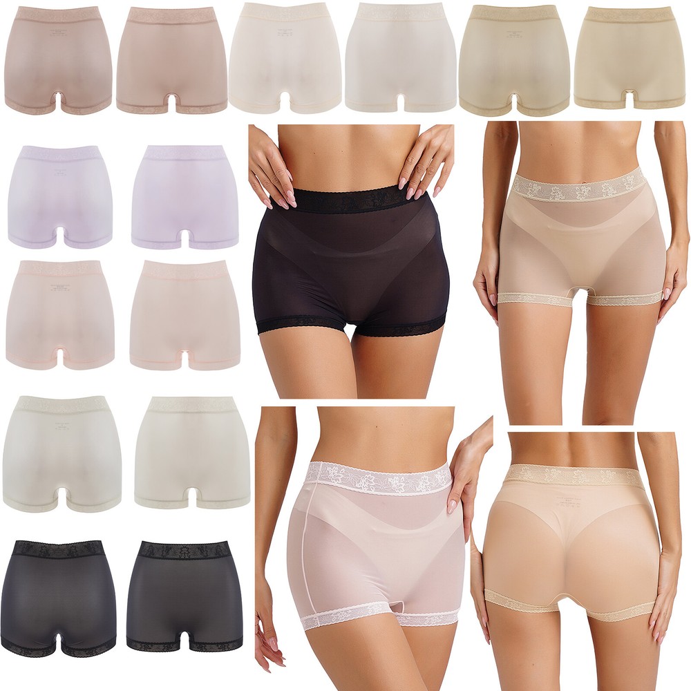 Mesh Lace Trim Women's Boxer Briefs - Comfortable Boyshort Underwear for Daily Wear
