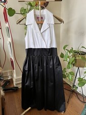 Eliza J Sleeveless Collared Colorblock White And Black Dress - Size 6